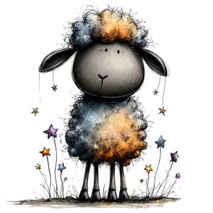 Nyckfull bondgårdsfår Clipart – Akvarell lantdjur PNG-set (digital nedladdning) 39 PNG bild 6