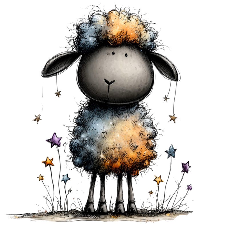 Nyckfull bondgårdsfår Clipart – Akvarell lantdjur PNG-set (digital nedladdning) 39 PNG bild 6
