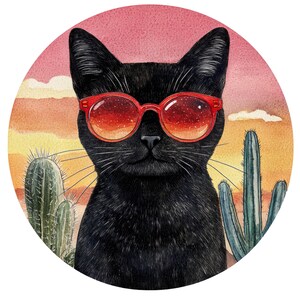 12 PNG Retro Summer Cat Glasses,Digital PNG Files,Perfect for Scrapbooking, Transparent PNG Files,Digital Download,Cats Clipart