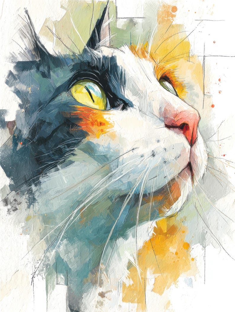 Watercolor Cats on the Couch: Cozy Cat Lover PNG Clipart for Wall Art ...