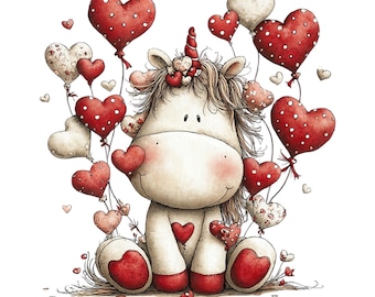 Nyckfull Alla hjärtans dag Clipart Set: Romantiskt illustrationspaket 39 PNG