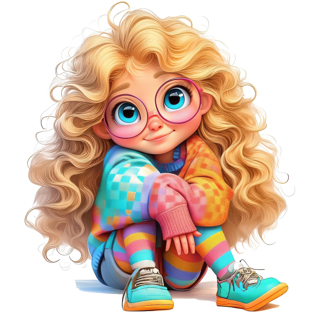 Watercolor Blonde Quirky Girl Clipart – Cute Fashion PNG Digital Art ...