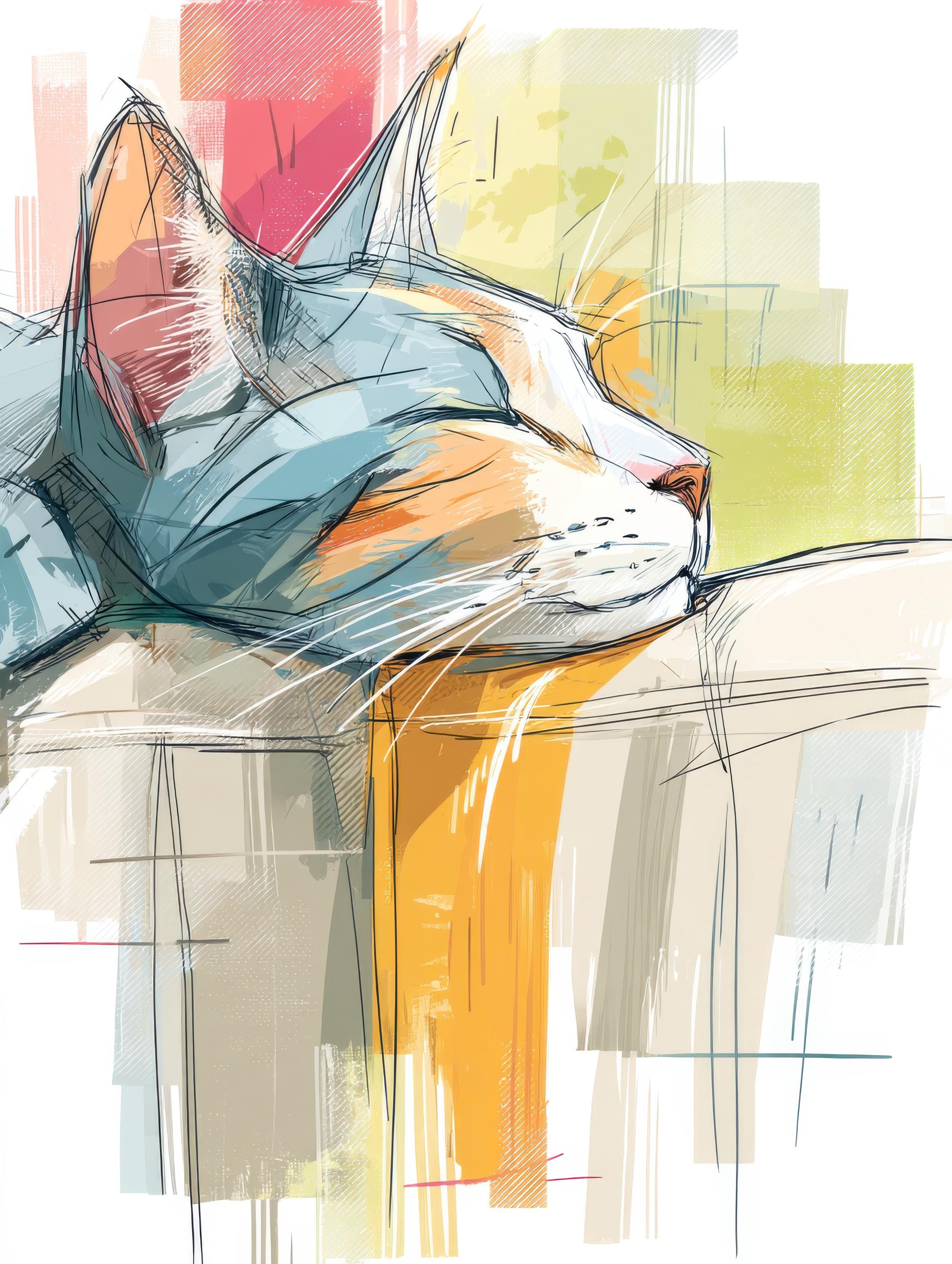 Watercolor Cats on the Couch: Cozy Cat Lover PNG Clipart for Wall Art ...