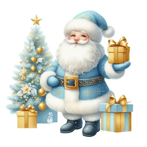 26 Light Blue & Gold Christmas Clipart&#39;s,Christmas Digital Download Clipart,Commercial Use,High Quality Digital Files,Sublimation Clipart