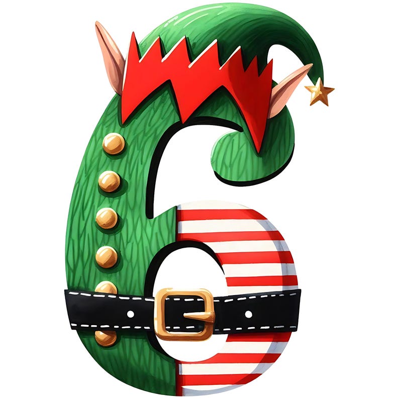 Elf Style Numbers Christmas Elf Alphabet Clipart: Festive Holiday Letters & Numbers PNG ...