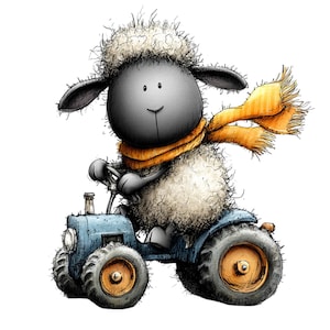 Nyckfull bondgårdsfår Clipart – Akvarell lantdjur PNG-set (digital nedladdning) 39 PNG bild 10