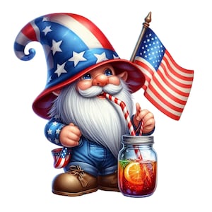 26 PNG Groovy Patriotic Gnome Clipart,Digital Download,American Clipart,Free Commercial use,4th of July Clipart, independence day
