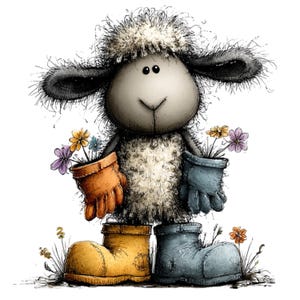 Nyckfull bondgårdsfår Clipart – Akvarell lantdjur PNG-set (digital nedladdning) 39 PNG bild 17