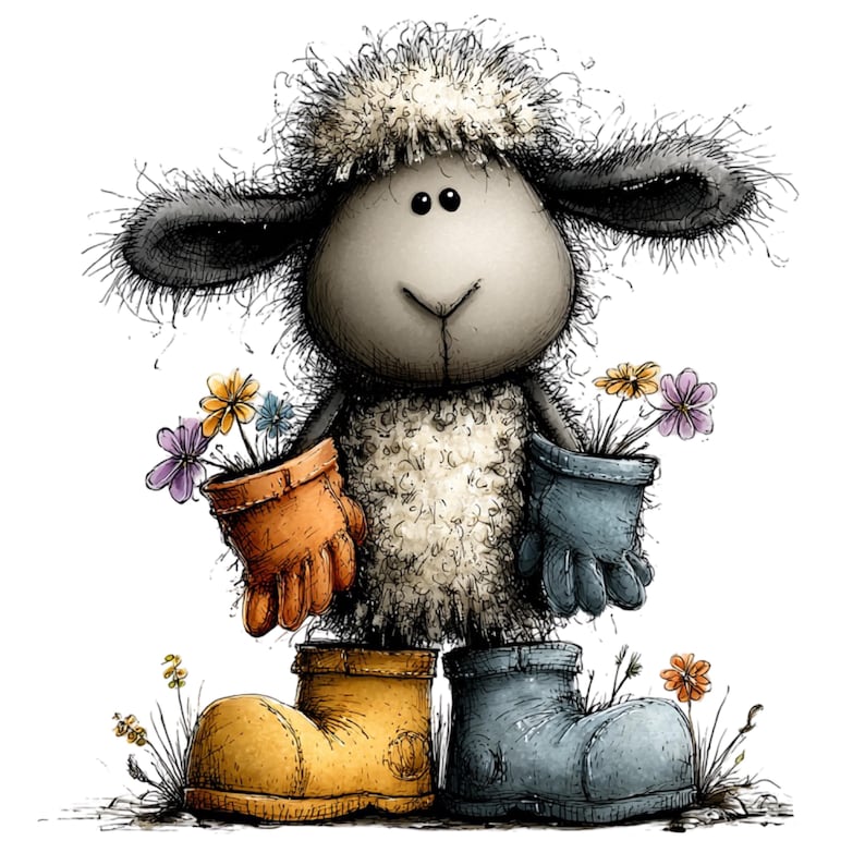 Nyckfull bondgårdsfår Clipart – Akvarell lantdjur PNG-set (digital nedladdning) 39 PNG bild 17