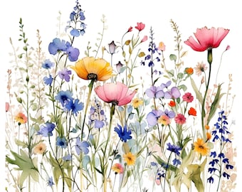 10 PNG Watercolor Wildflowers PNG Clipart, Dijital Download,Digital Watercolor Clipart Collection,Transparent PNG Images,Clipart Bundle