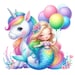 Unicorn Mermaid Clipart Bundle: Watercolor PNG Graphics Commercial Use ...