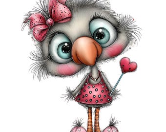 Whimsical Valentine Flamingo PNG Set: Romantic Watercolor Clipart Bundle 36 PNG