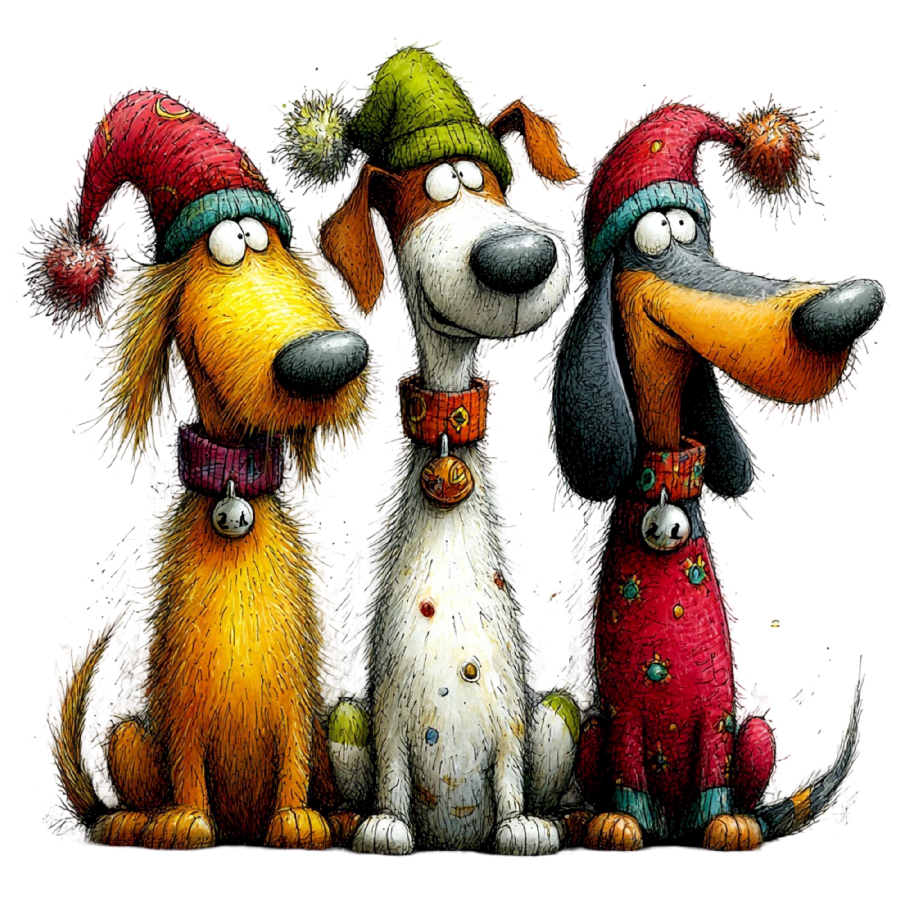 Whimsical Christmas Dogs Clipart – Cute Holiday Pet PNG Bundle (digital ...