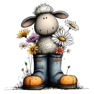 Nyckfull bondgårdsfår Clipart – Akvarell lantdjur PNG-set (digital nedladdning) 39 PNG bild 5