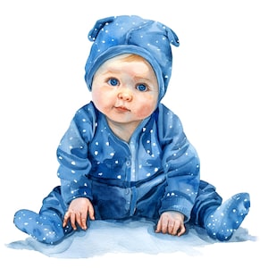 45 PNG Watercolor Baby Boy Sublimation Designs,Digital Download,Transparent Background PNG,High Resolution Images,Commercial Use Clipart