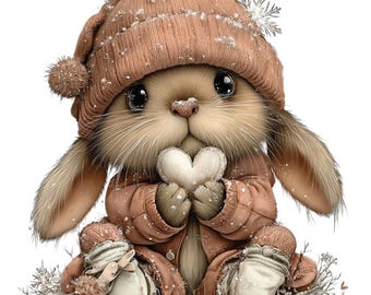 Woodland Winter Animals Clipart: Snow Forest Animal PNG Set 50 PNG