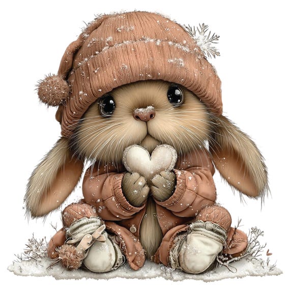 Woodland Winter Animals Clipart: Snow Forest Animal PNG Set 50 PNG