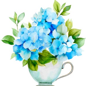 42 PNG Blue Hydrangea Watercolor Clipart,Watercolor clipart,High Quality PNGs,Digital download,Paper craft,junk journals,Wedding flowers
