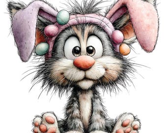 Spring Cat Illustration Set: Seasonal Animal Character Art 31 PNG