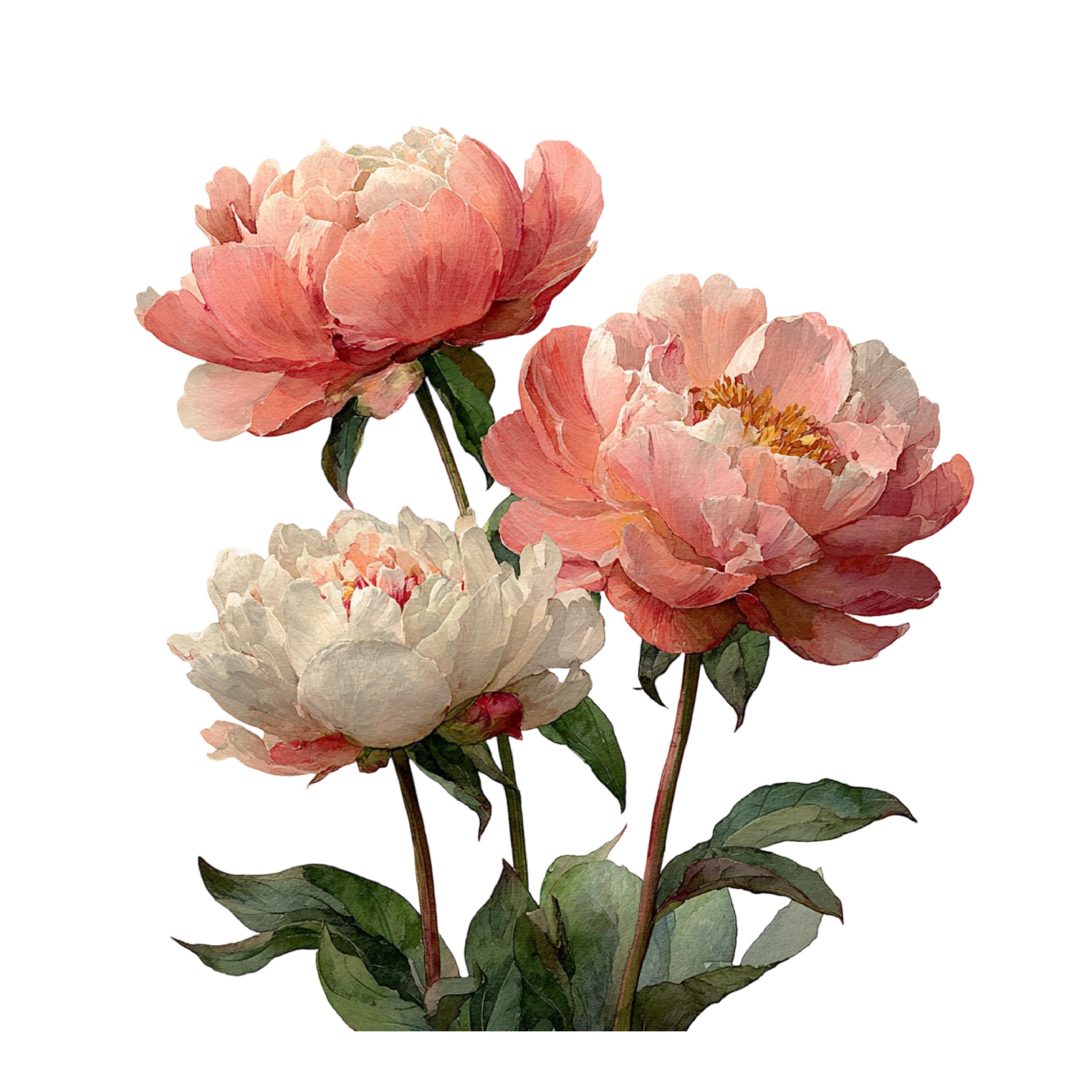 Watercolor Roses Peonies Floral Illustration Set 23 PNG - Etsy
