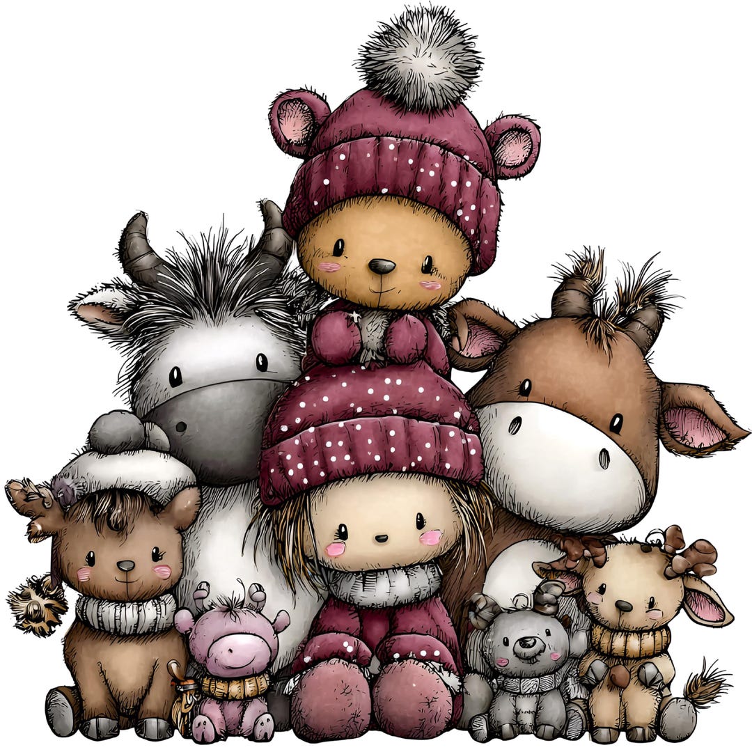 Farm Animals Christmas Clipart – Rustic Holiday PNG Set (instant ...