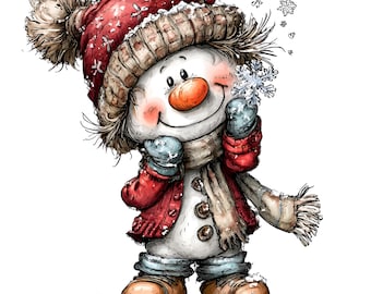 Quirky Snowman Boy Clipart – Funny Winter PNG Set (Instant Download, Commercial License) 24 PNG