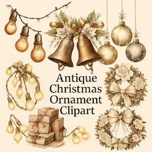 23 Antique Christmas Ornament Clipart,Christmas Clipart, Instant Digital Use,Digital Clipart, Commercial use,High Resolution Images