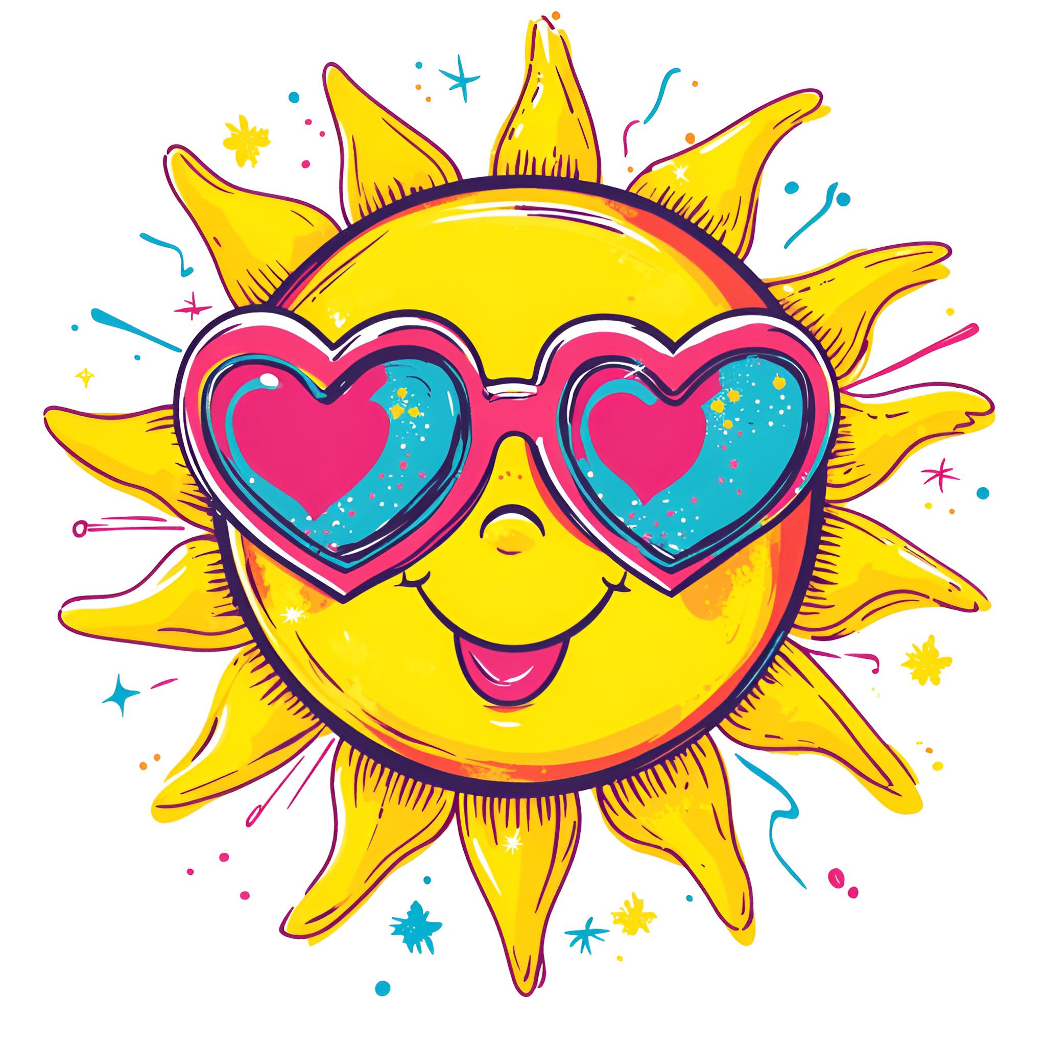 Groovy Summer Sun Clipart – Retro Watercolor Sunshine PNG Set (digital ...