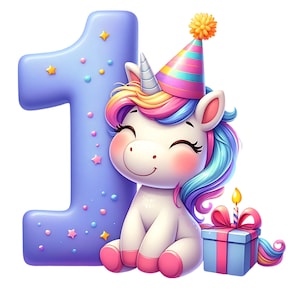 25 PNG Birthday Unicorn Sublimation Clipart,Digital Clipart,Printable Art,PNG Files,Instant Download,Digital Download,Commercial Use Clipart