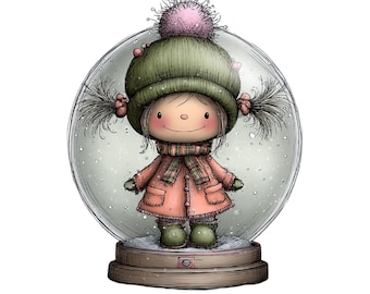 Christmas Little Girl Clipart – Cute Holiday Character PNG Bundle (Digital Download, Commercial Use) 30 PNG