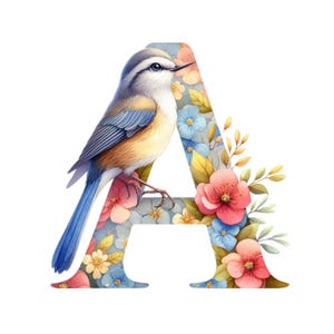 26 png-aquarel lente vogels alfabet clipart, afbeeldingen in hoge resolutie, alfabet png, instant download, transparante achtergrond png, png-bestanden