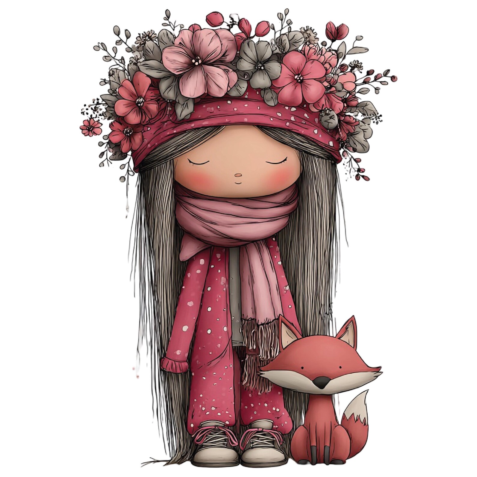 Whimsical Girl Clipart – Cute Character PNG Set (instant Download ...