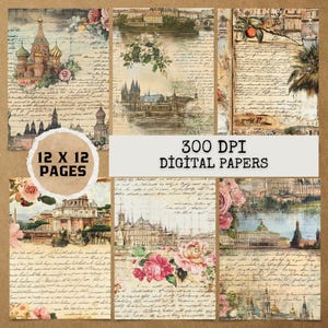 Vintage Handwriting Digital Papers – Antique Script Texture Backgrounds (Digital Download, Commercial Use)