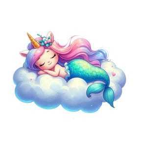 29 PNG Cute Unicorn with Mermaid Clipart,Commercial Use,Clipart,Transparent Background png, High Resolution Images,Digital Art Files