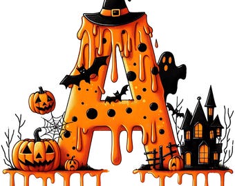 Halloween Alphabet Letters Clipart: Spooky A–Z PNG Images for Sublimation (Digital Download) 26 PNG