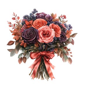 29 PNG Herbst Hochzeit Blumen Bouquet Clipart, digitales Papierhandwerk, PNG-Bundle, kommerzielle Nutzung, Hochzeit Clipart, Aquarell Clipart,