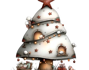 Imágenes prediseñadas de árbol de Navidad caprichoso: lindas imágenes PNG navideñas (descarga digital) 33 PNG