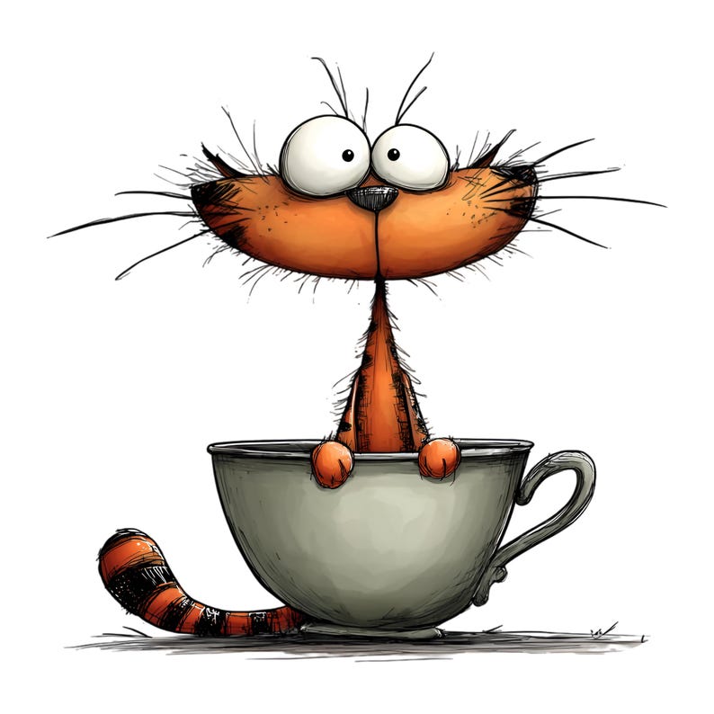 Whimsical Cats Clipart Bundle – Cute Kitty PNG Set (digital Download ...