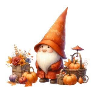 25 Png Watercolor Autumn Gnome Clipart,Transparent Background,High Resolution Images,Commercial Use Clipart,Digital Clipart, Gnome Png