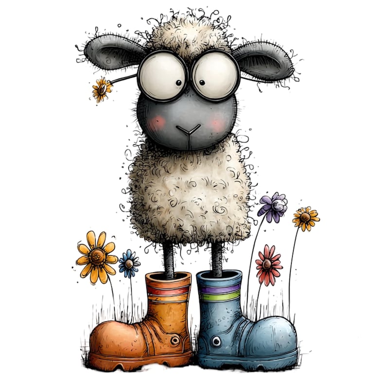 Nyckfull bondgårdsfår Clipart – Akvarell lantdjur PNG-set (digital nedladdning) 39 PNG bild 20
