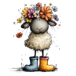 Nyckfull bondgårdsfår Clipart – Akvarell lantdjur PNG-set (digital nedladdning) 39 PNG bild 4