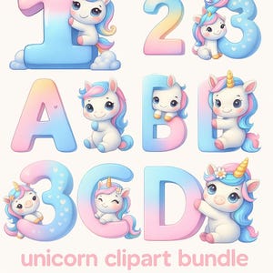 Colorful Unicorn Letter Clipart Bundle, Perfect for DIY Crafts and Decor, Digital Clipart,Printable Art,PNG Files,Instant Download