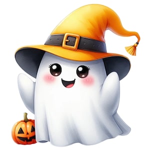 23 PNG Cute & Funny Halloween Ghost Clipart,Halloween Art,Printable Watercolor clipart,High Quality JPGs,Digital download,Paper craft