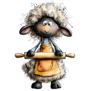 Nyckfull bondgårdsfår Clipart – Akvarell lantdjur PNG-set (digital nedladdning) 39 PNG bild 12