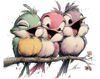 Quirky Funny Birds Clipart Bundle: Whimsical Animal PNG Images (Digital Download) 19 PNG