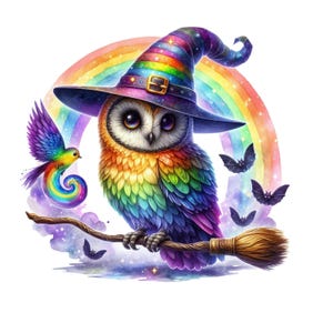 38 PNG Halloween Witch Owls Sublimation Clipart,Dijital Clipart,Scrapbook Images,Watercolor Clipart,Transparent PNG,Dijital Download,Owl Png