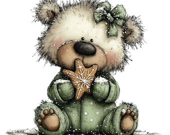Schattige ijsbeer clipartbundel – winterdier png-set (digitale download, commercieel gebruik) 38 png
