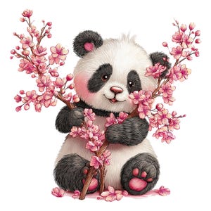 Spring Panda Illustration Set: Seasonal Animal Character Art 39 PNG