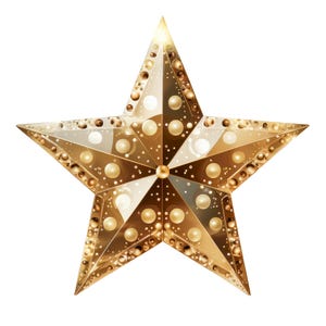 Gold Star Christmas Clipart PNG Bundle: Glitter Holiday Elements (Commercial Use, Digital Download