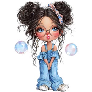 Schrulliges kleines Mädchen Clipart - wunderliches Aquarell Kinder PNG-Set (Digitaler Download) 36 PNG